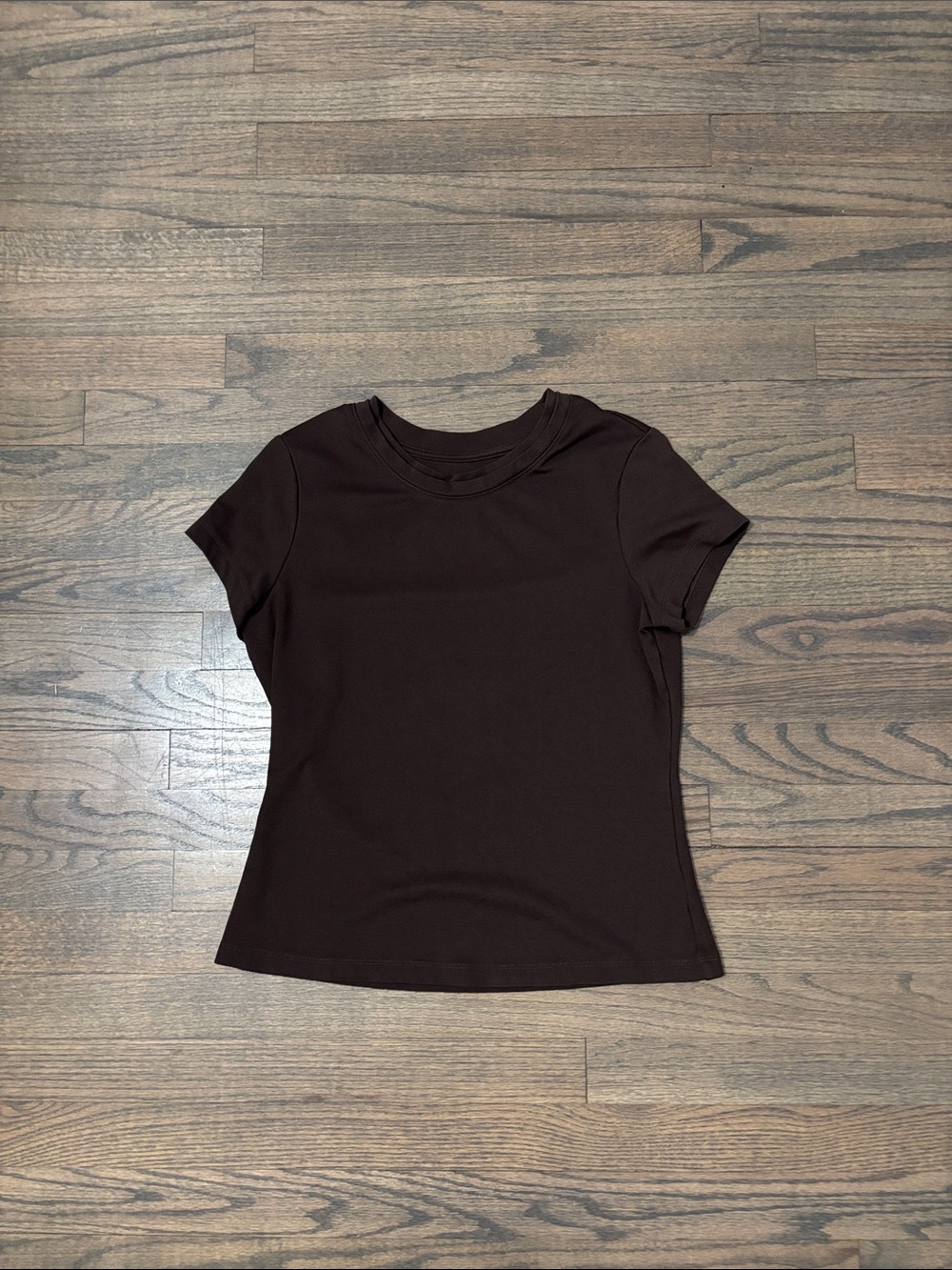 Adrienne Vittadini Dark Brown Short Sleeve Crewneck Tee